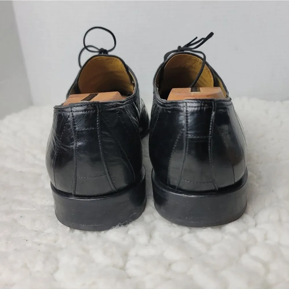 Mezlan Platinum Dinan Men’s 13M Black Eel Skin Leather Dress Shoes Made In Spain